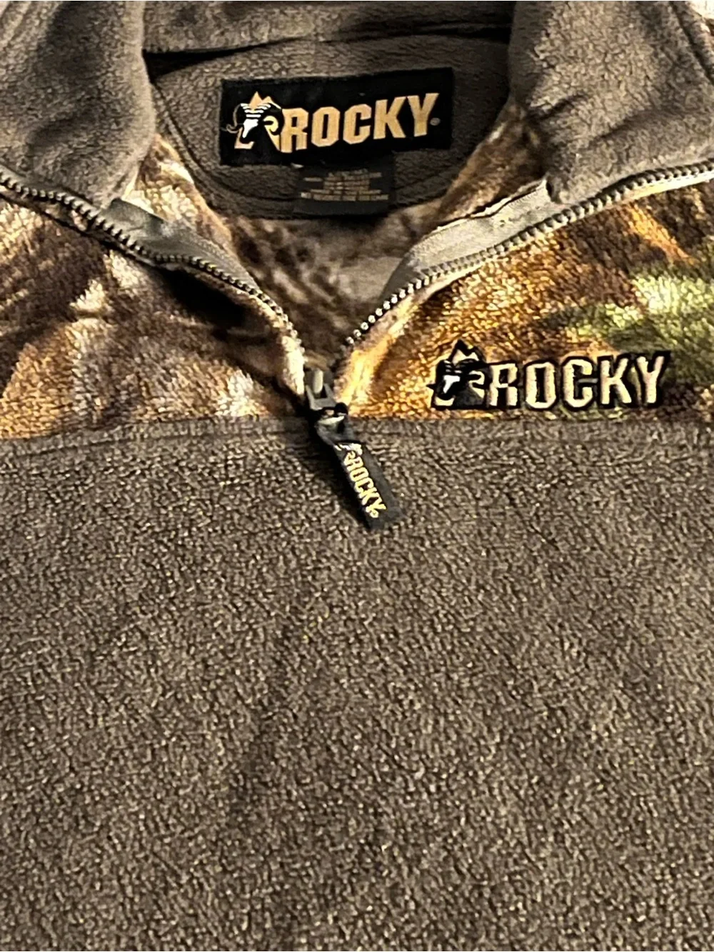 Rocky Camo Fleece 1/4 Zip Pullover Jacket Olive Green
